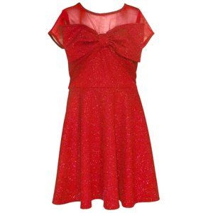 Bonnie Jean Girls Size 7-16 Red Scuba Knit Illusion Skater Dress